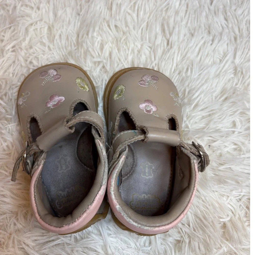 Bubble Summers Girls T-Strap Leather Floral‎ Shoes Toddler Girl